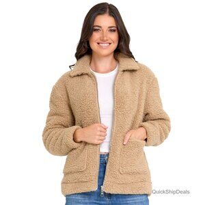 Oversized Sherpa Winter Coat, Faux Fur Fleece Jacket, Plus Size XS-3X